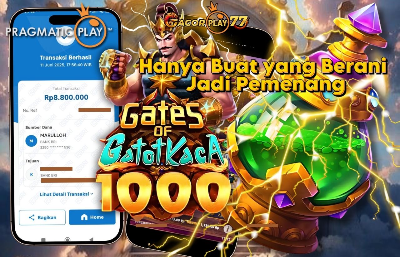 Selamat kepada user id : l**e Wede Rp 8.800.000 di Game GATES OF GATOTKACA 1000 PRAGMATIC PLAY Cair Gk Sampe 1 Menit! Menang Mudah di Gacorplay77